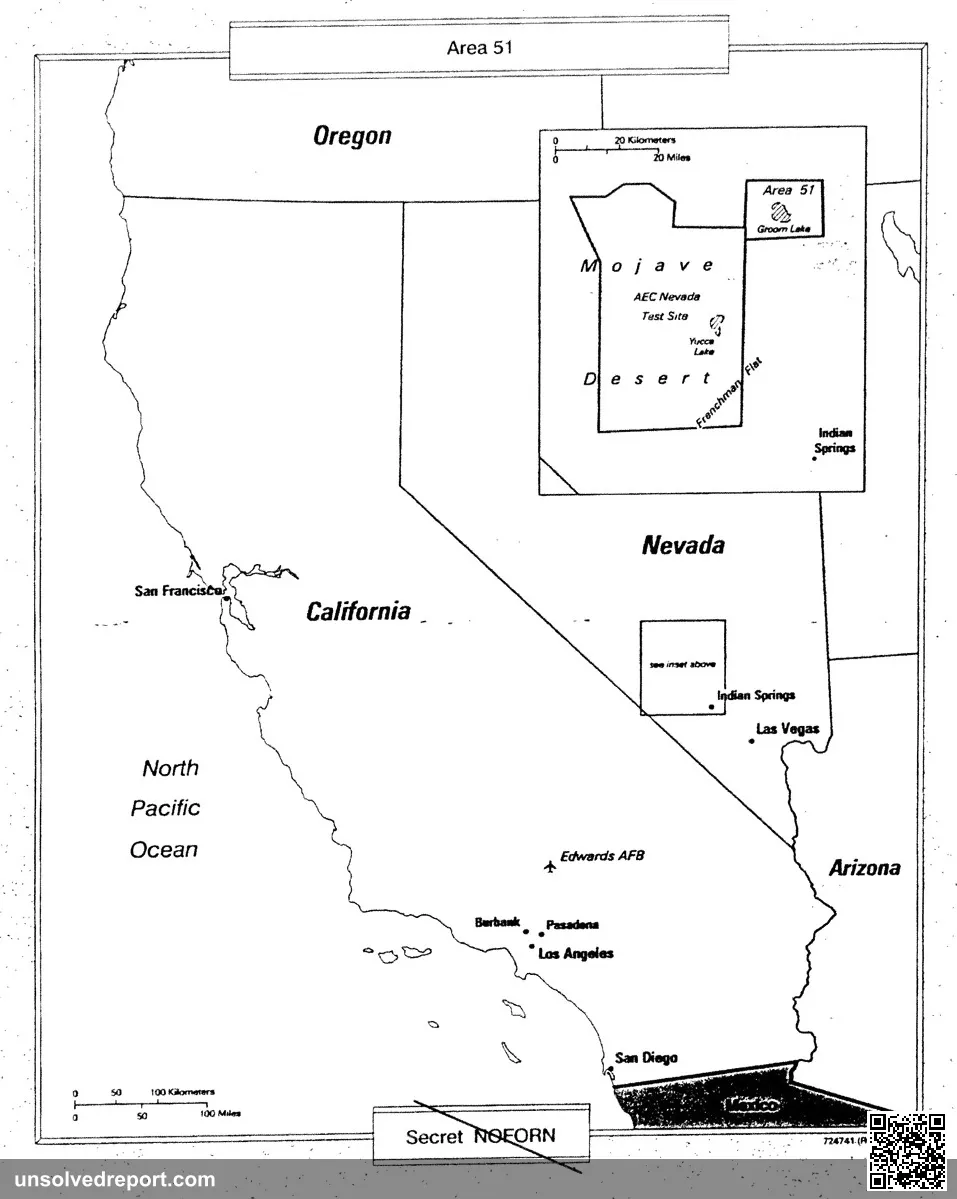 Declassified CIA map of Groom Lake and Area 51 marked Secret NOFORN