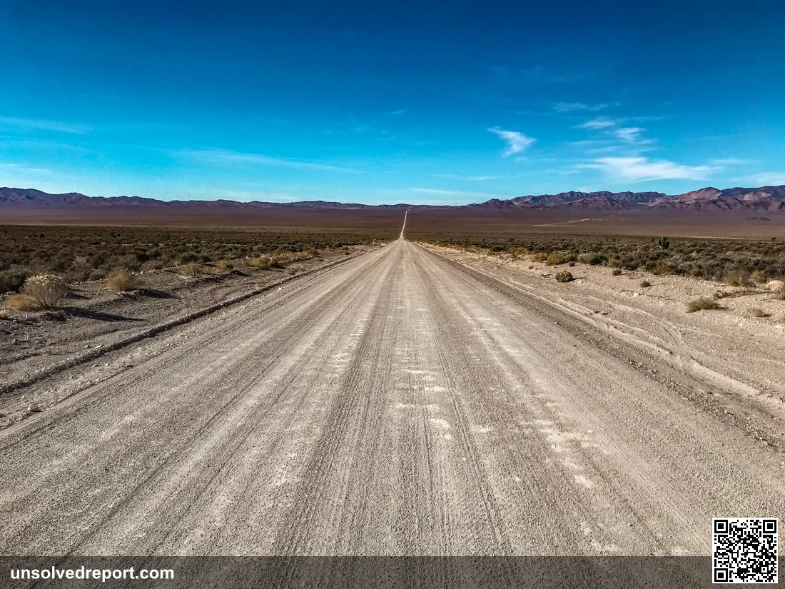 Groom Lake Road, the remote dirt road leading to Area 51 in the Nevada desert