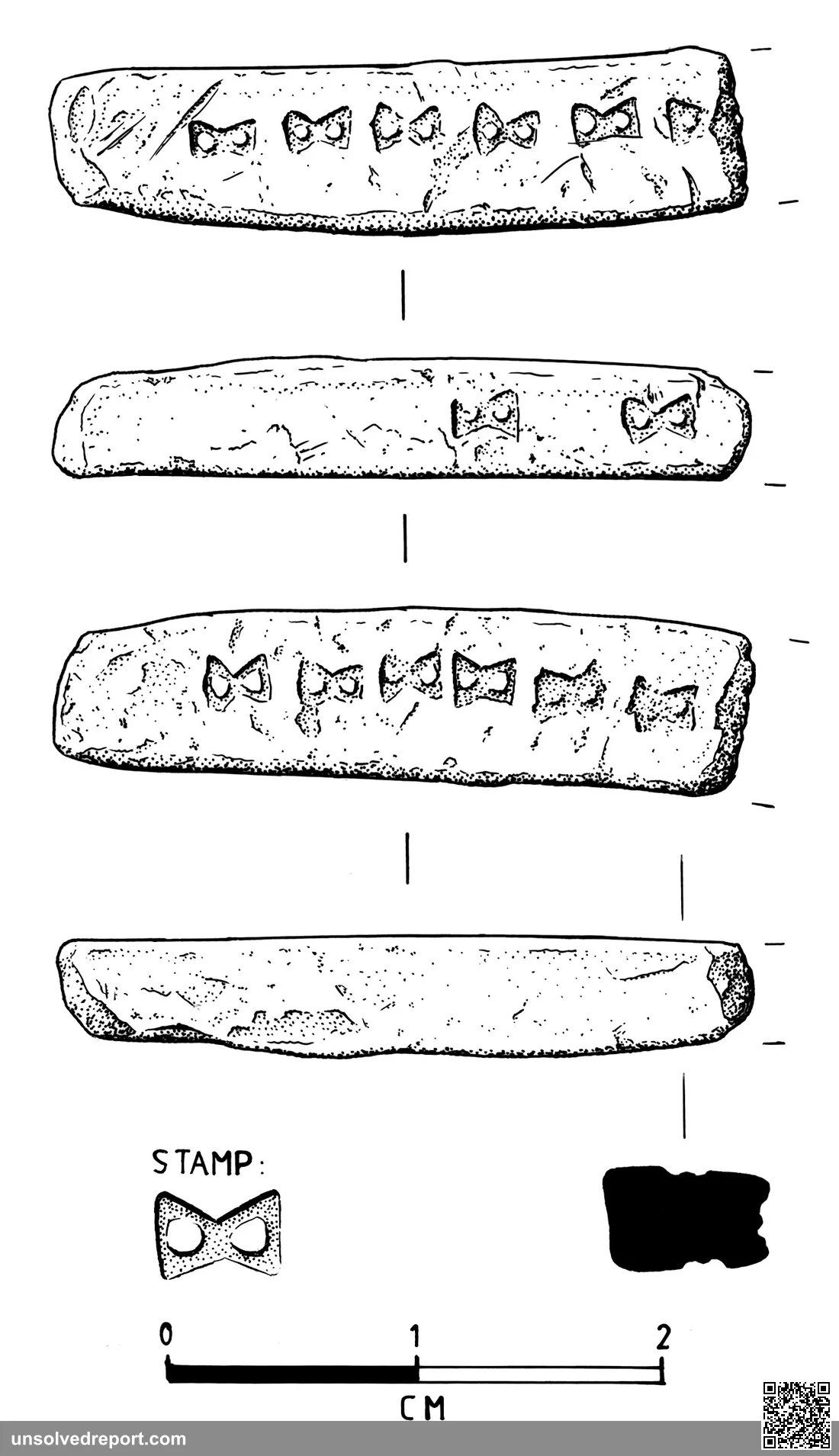 Silver ingot. Irregular rectangular-section (each face is a different width), with an ancient break at one end and one …