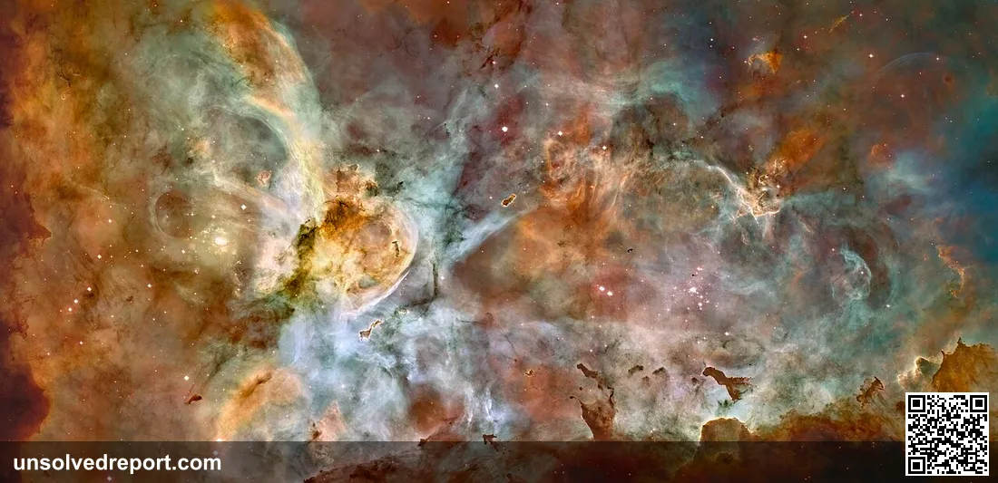 A composite image of NGC 3372 based on data from Hubble Space Telescope (HST) and NOIRLab. The image is a composite of …