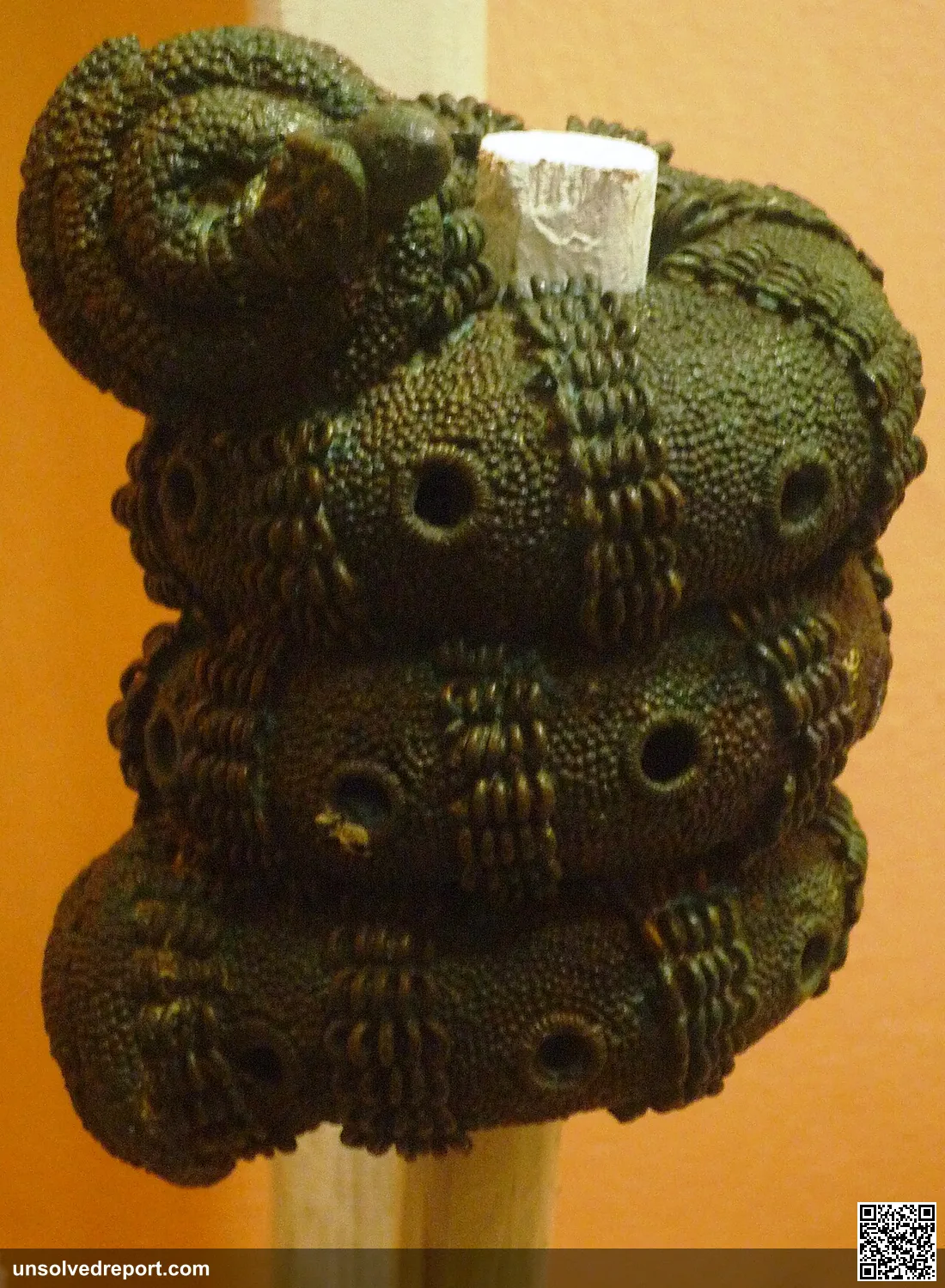 9th century bronze staff head in form of a coiled snake found in Igbo-Ukwu, Anambra State, Nigeria. Located in the Nati…