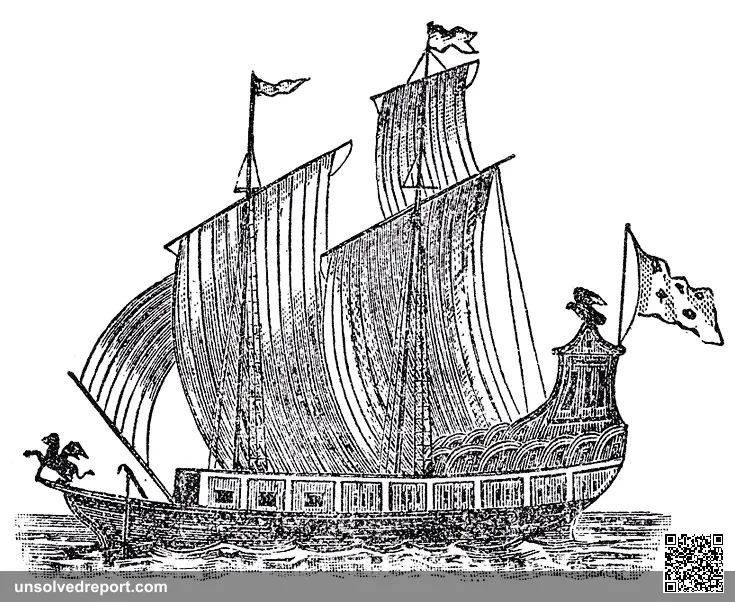 Woodcut of La Salle's griffon - lost on the great lakes.