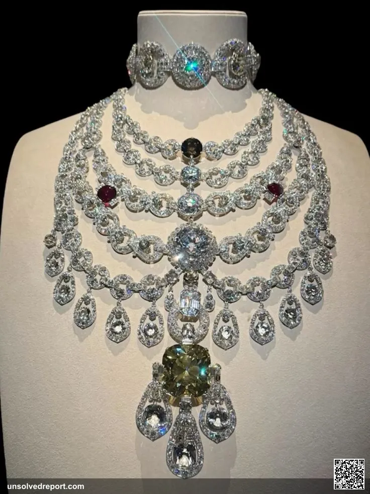 Patiala Necklace, 1928, Cartier, Paris. Part of the Cartier Exhibition at V&amp;A Museum
