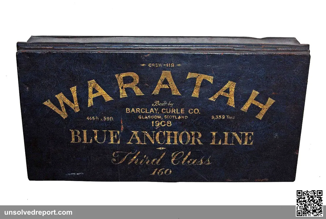 The SS Waratah medical department chest, reportedly recovered after the ship disappearance off South Africa in 1909