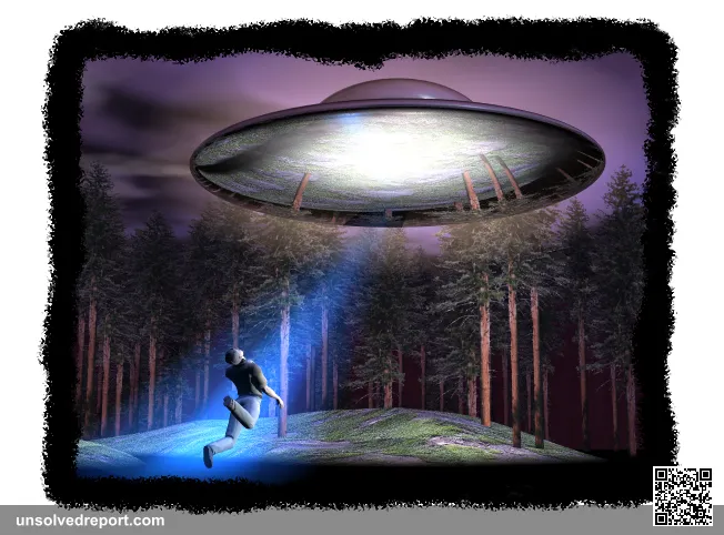 Artistic depiction of an alien abduction (Travis Walton).