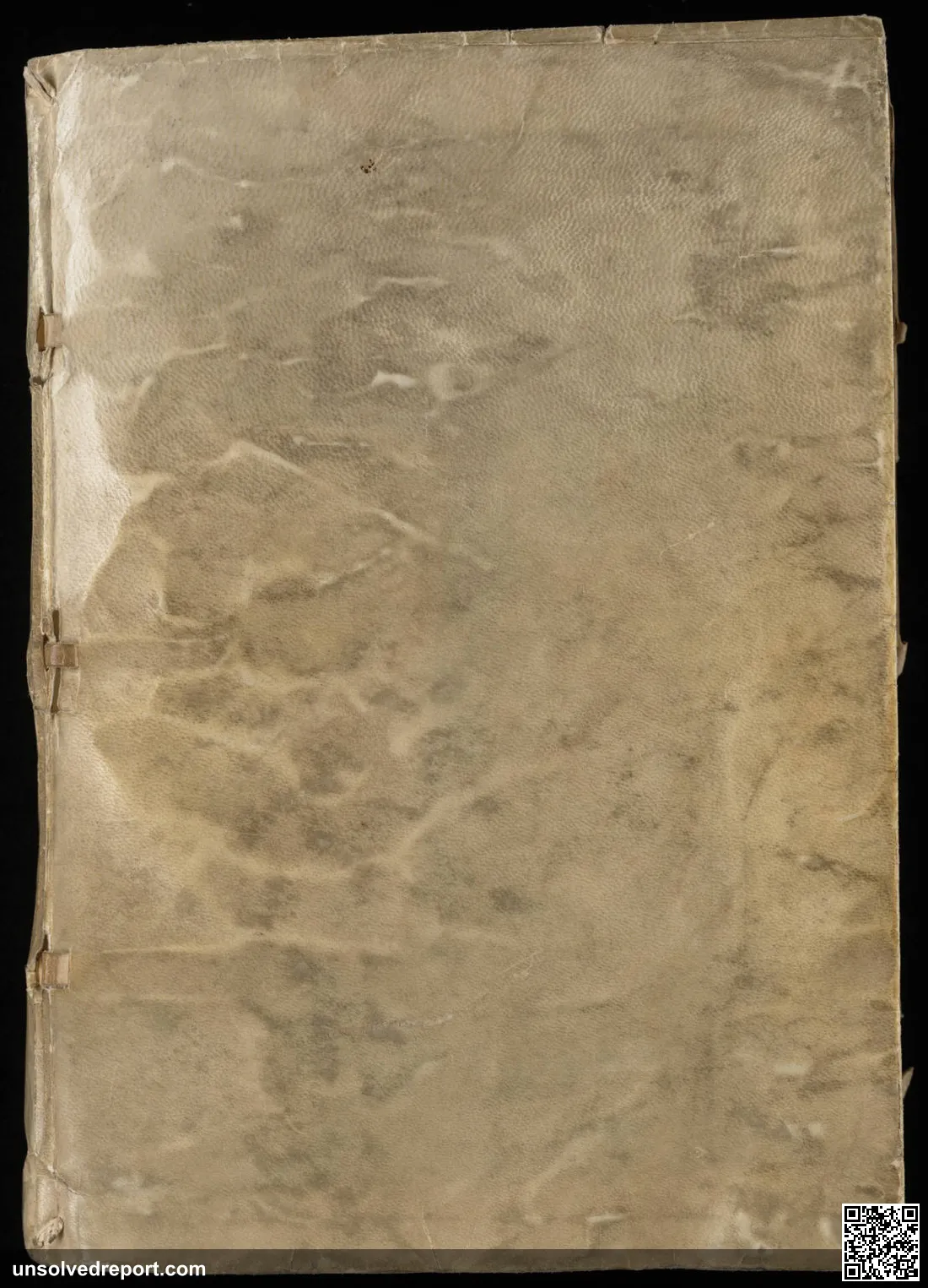 Front cover of the mysterious Voynich manuscript, which is undeciphered to this day.